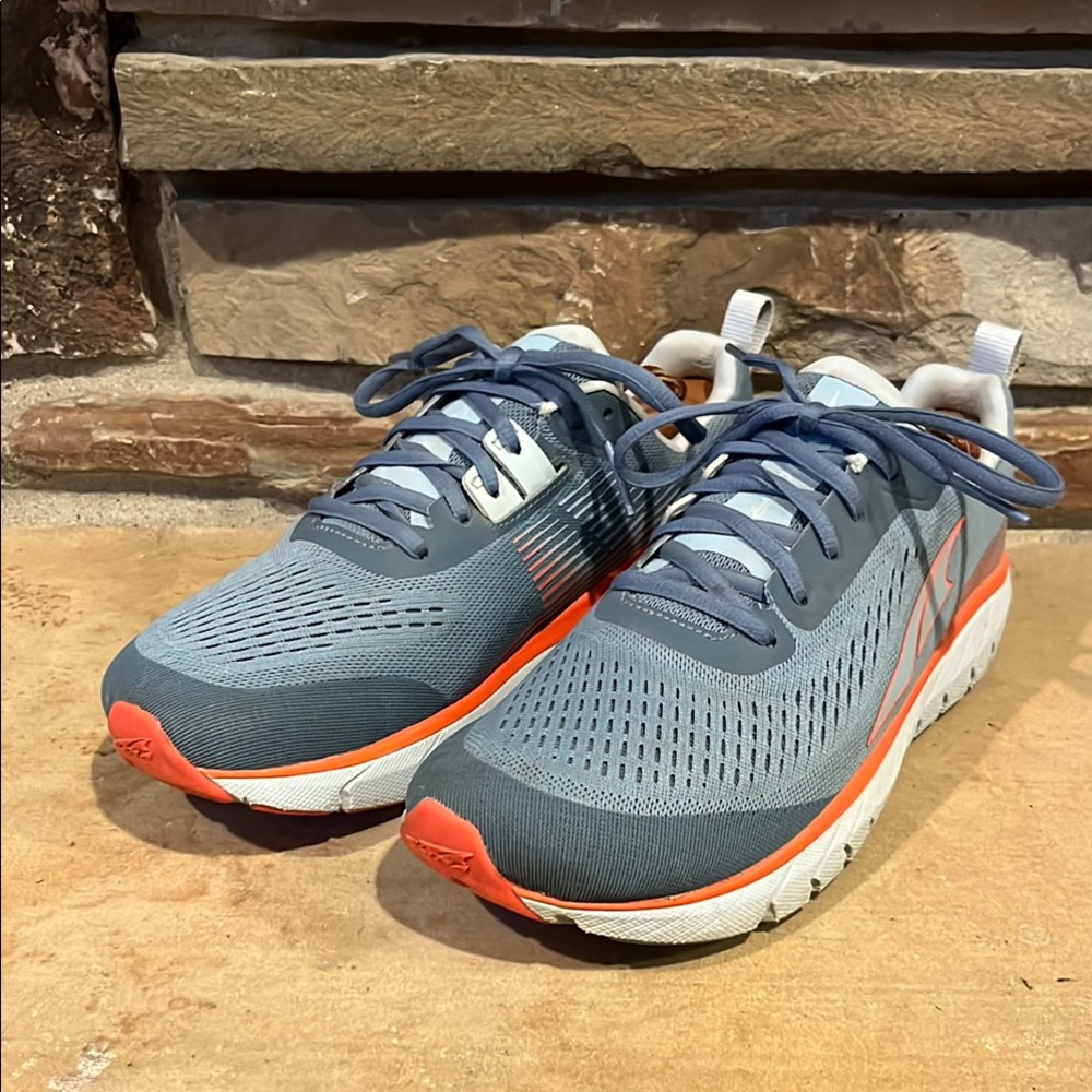 Altra Provision 5 Trail Running Shoes in Grey Mesh with Coral Details